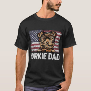 Camiseta Yorkie Dad con el regalo de amante de la bandera e