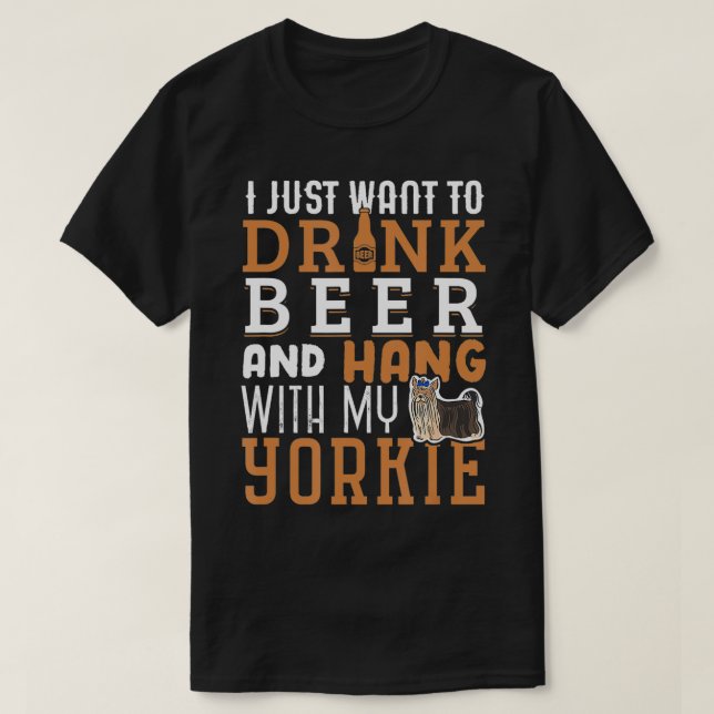 Camiseta Yorkie Dad Funny Yorkshire Terrier Dog Lover Beer (Diseño del anverso)