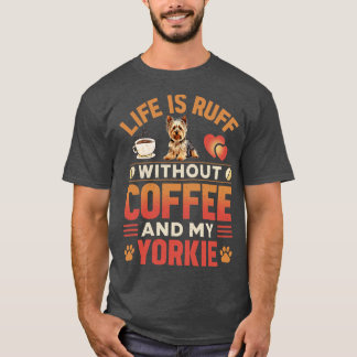 Camiseta Yorkie Dog And Coffee