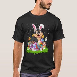 Camiseta Yorkie Dog Easter Egg Hunt Bunny Ear Easter Sunday