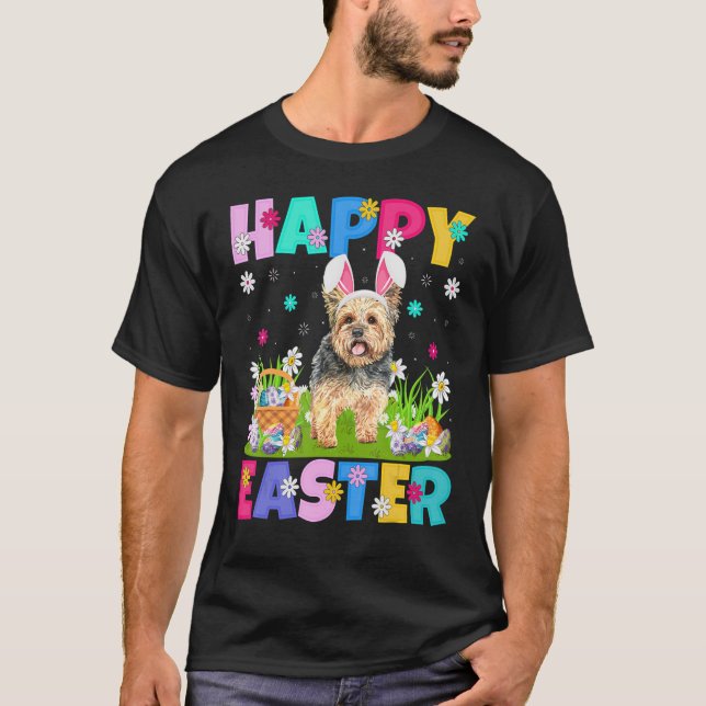 Camiseta Yorkie Dog Happy Easter Bunny Yorkie Easter Sunda (Anverso)