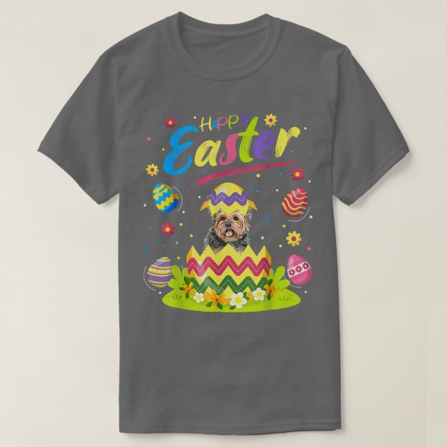 Camiseta Yorkie Dog Lover Funny Easter Egkie Happy Eas (Diseño del anverso)