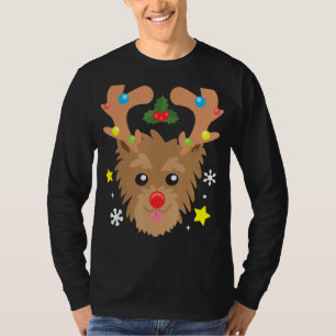 Camiseta Yorkie Dog Reindeer Funny Cute Dog Mom Dad Christm