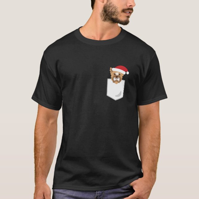 Camiseta Yorkie Dog Santa Funny Christmas Pocket Longsleeve (Anverso)