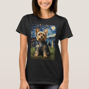Camiseta Yorkie dog Starry Night , estilo Edvard Munch