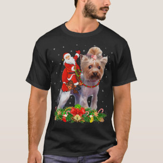 Camiseta Yorkie Dog Xmas Divertido Santa Riding Yorkie Chri