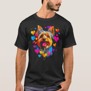 Camiseta Yorkie Dog Yorkshire Terrier amarillo azul rosado