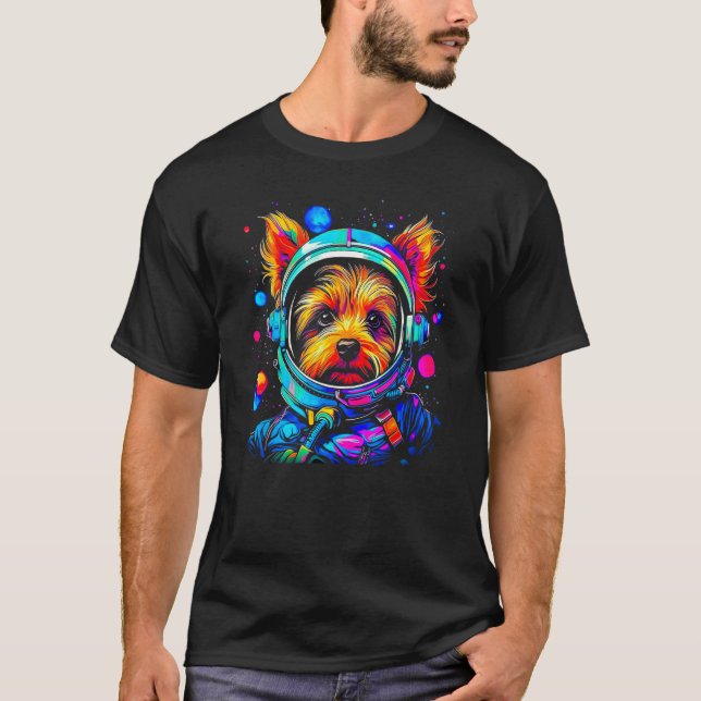Camiseta Yorkie Dog Yorkshire Terrier Astronaut in Space (Anverso)