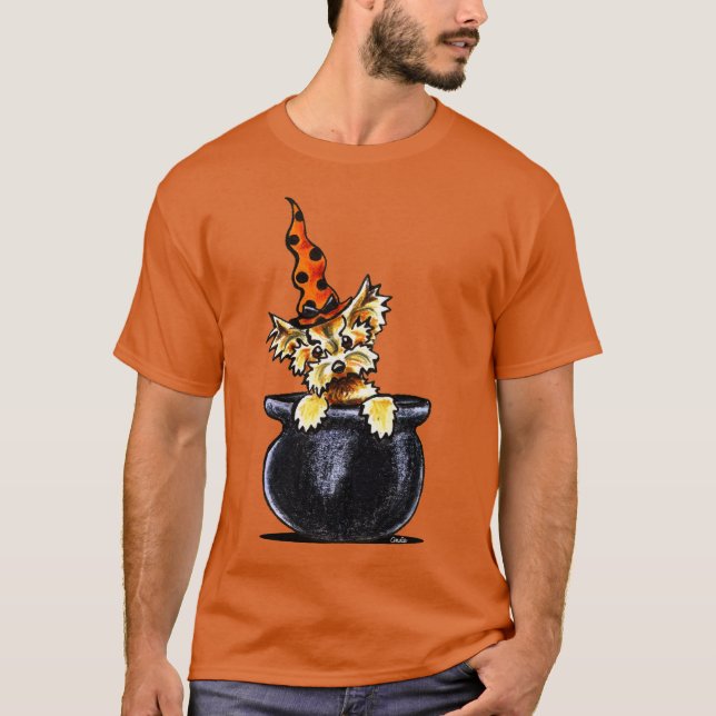 Camiseta Yorkie Halloween Good Witch Off Leash Art™ (Anverso)