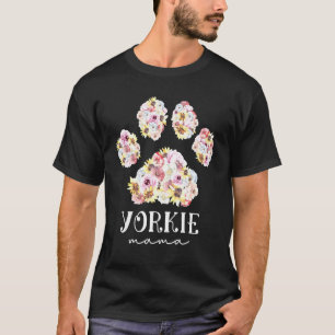 Camiseta Yorkie Mama Floral Dog Paw Yorkshire Terrier Mom