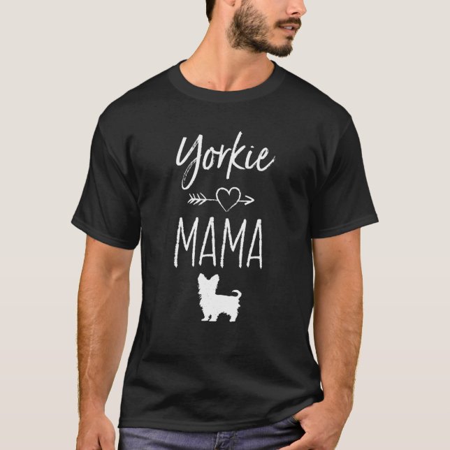 Camiseta Yorkie Mama T Shirt Funny Mascota Perro Lover Shir (Anverso)