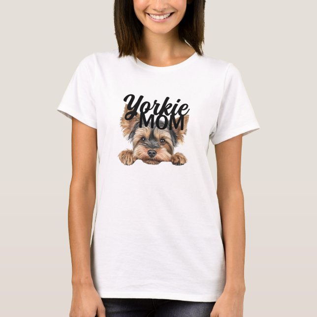 Camiseta Yorkie Mom Cute Peeking Yorkie (Anverso)