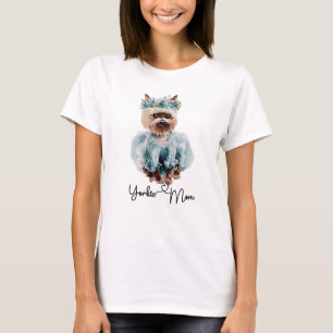 Camiseta Yorkie Mom Cute Yorkie con el arte con el vestido 