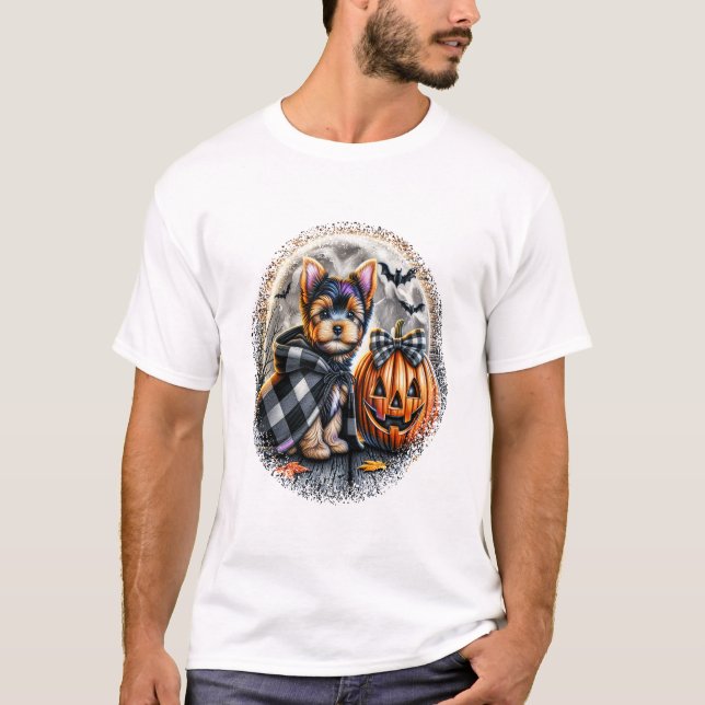 Camiseta Yorkie Perro Halloween (Anverso)