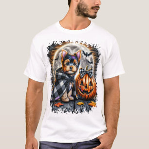 Camiseta Yorkie Perro Halloween Cuadrado