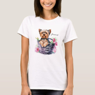 Camiseta Yorkie personalizado en el arte acuarela de la can