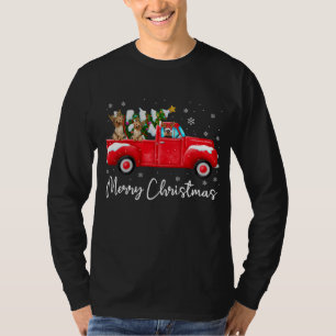 Camiseta Yorkie Red Truck Navidades Santa Hat Dog Xmas