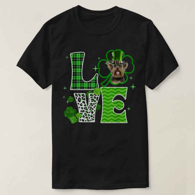 Camiseta Yorkie Shamrock Lucky Clover Irish St Patricks Day (Diseño del anverso)