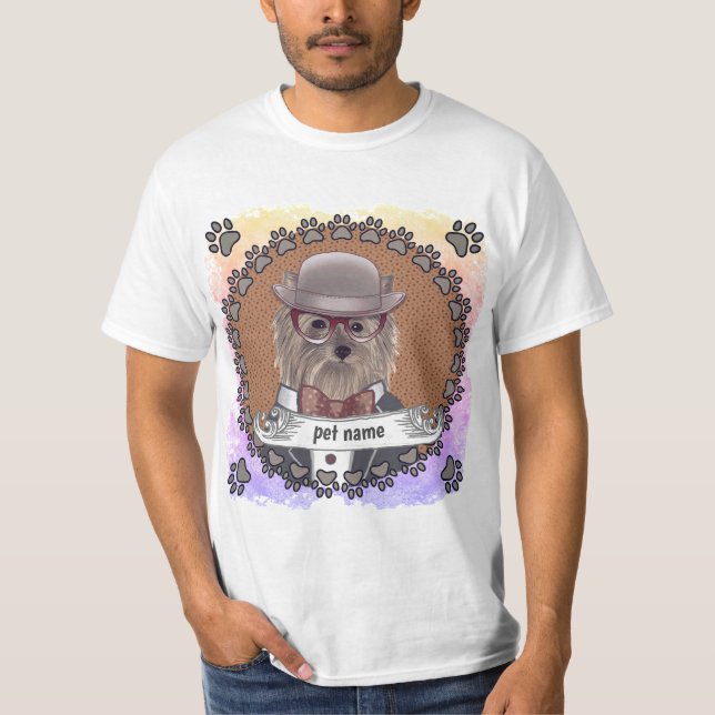 Camiseta Yorkie usando gafas (Anverso)
