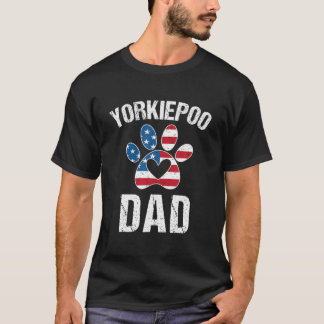 Camiseta Yorkiepoo Dad Daddy Yorkiepoo adoran la bandera es