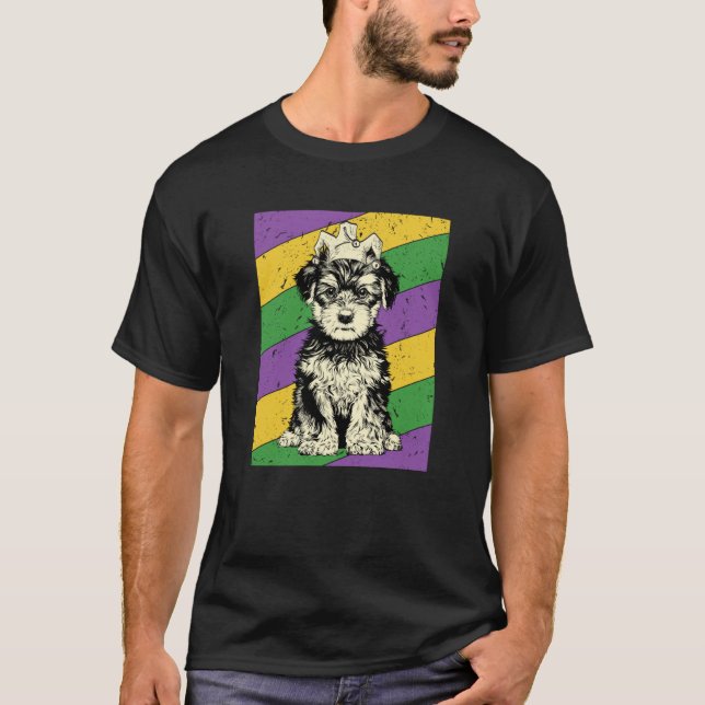 Camiseta Yorkiepoo Jester Mardi Gras Doodle Dog Mom or Dad (Anverso)