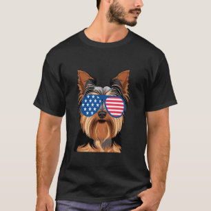 Camiseta Yorkshine Terrier Perro Bandera Americana Patrióti