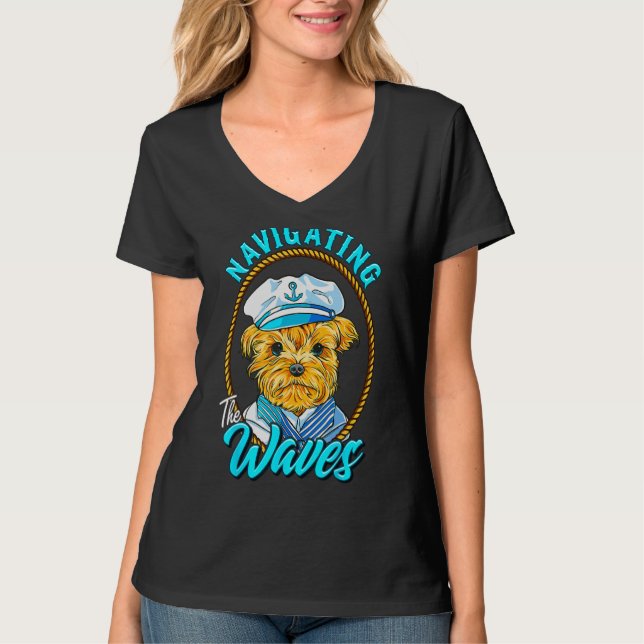 Camiseta Yorkshire Sailor Navigating the Waves Yorkie Puppy (Anverso)