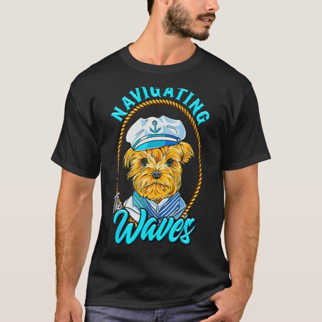 Camiseta Yorkshire Sailor Navigating the Waves Yorkie Puppy (Anverso)