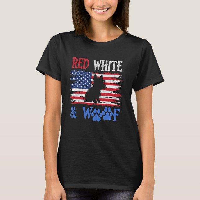 Camiseta Yorkshire Terrier American Flag USA Red White & Wo (Anverso)