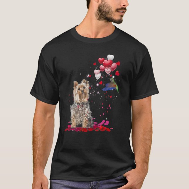 Camiseta Yorkshire Terrier Balloon Hummingbird Heart Love R (Anverso)