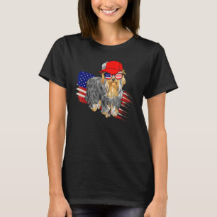 Camiseta Yorkshire Terrier Bandera Estadounidense Patriótic