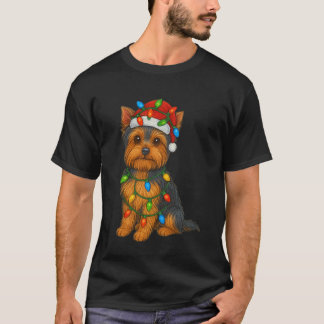 Camiseta Yorkshire Terrier Christmas Lights Dog Lover Xmas