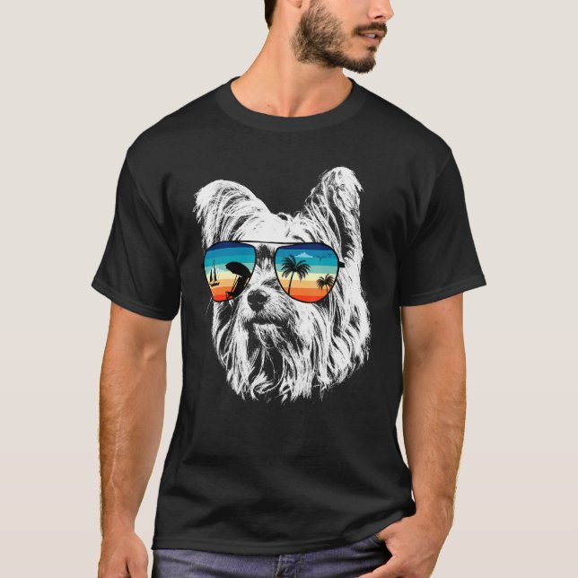 Camiseta Yorkshire Terrier Con Gafas De Sol Retro St (Anverso)
