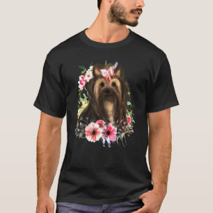 Camiseta Yorkshire Terrier Design Floral Yorkie