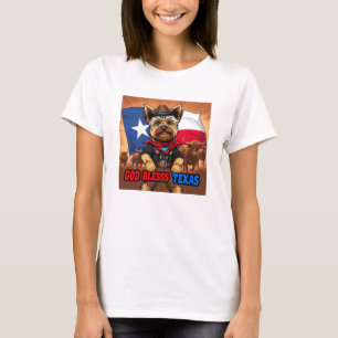 Camiseta Yorkshire Terrier Dios Bendiga Texas