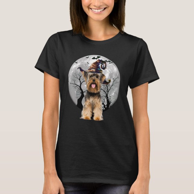 Camiseta Yorkshire Terrier Dog And Moon Halloween Costume D (Anverso)
