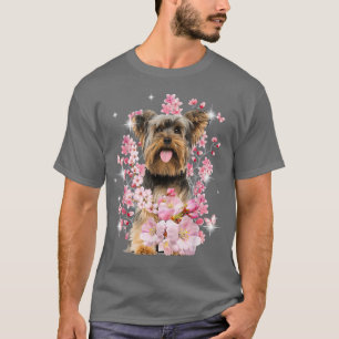 Camiseta Yorkshire Terrier Dog Japanese Cherry Blossom Saku