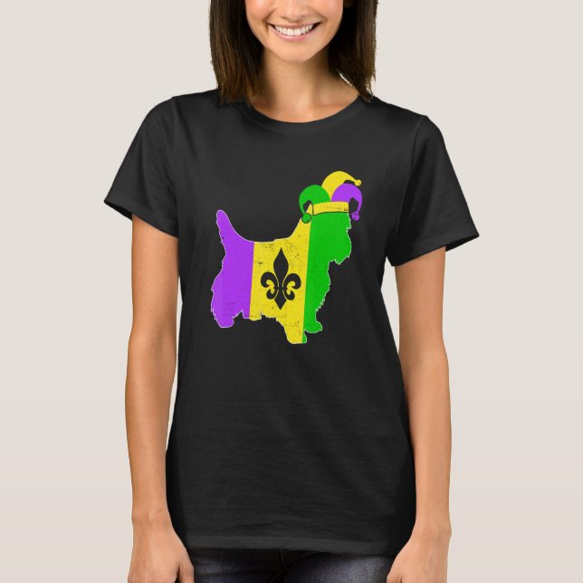 Camiseta Yorkshire Terrier Dog Mardi Gras Carnival Funny Pu (Anverso)