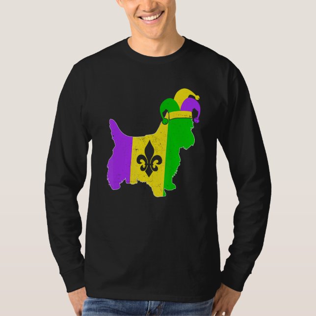 Camiseta Yorkshire Terrier Dog Mardi Gras Carnival Funny Pu (Anverso)