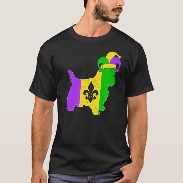 Camiseta Yorkshire Terrier Dog Mardi Gras Carnival Funny Pu (Anverso)