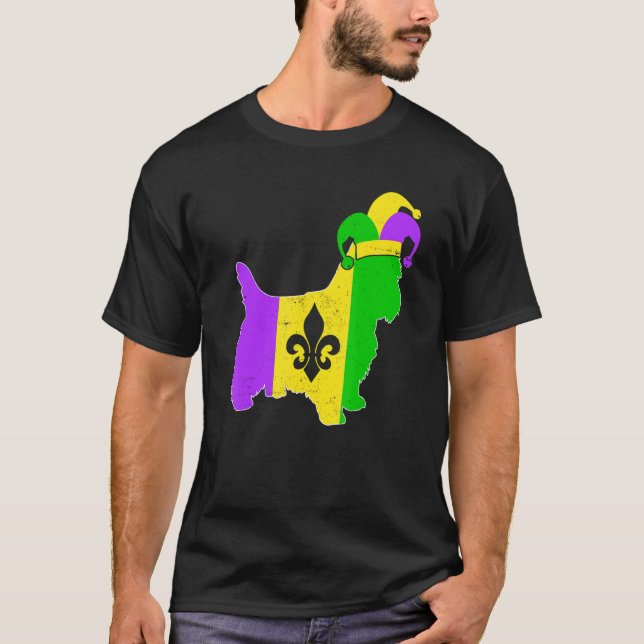 Camiseta Yorkshire Terrier Dog Mardi Gras Carnival Funny Pu (Anverso)
