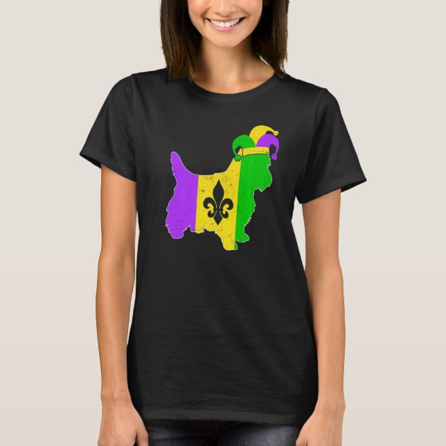 Camiseta Yorkshire Terrier Dog Mardi Gras Carnival Funny Pu (Anverso)