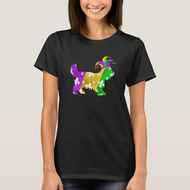 Camiseta Yorkshire Terrier Dog Mardi Gras Carnivals Funny P (Anverso)