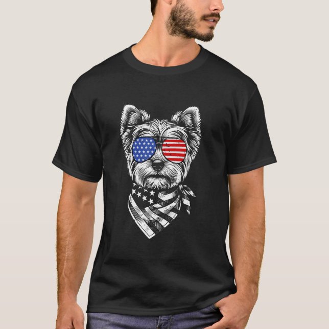 Camiseta Yorkshire Terrier Dog Patriotic 4 de julio Americ (Anverso)