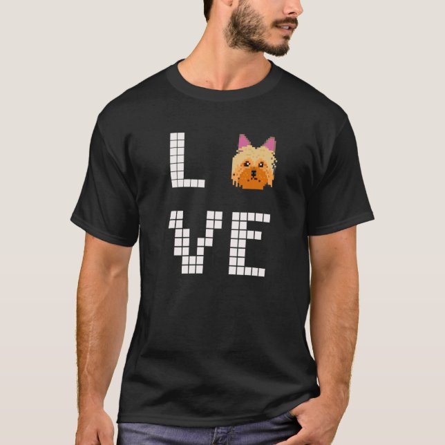 Camiseta Yorkshire Terrier Dog Pixel Art (Anverso)