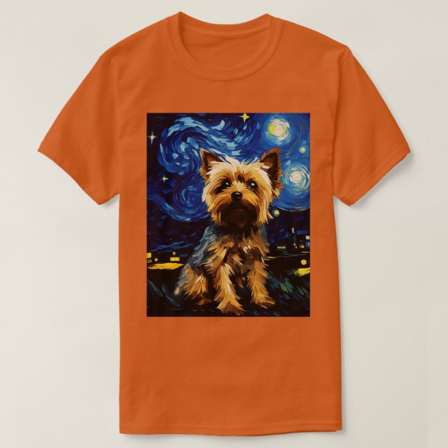 Camiseta Yorkshire Terrier Dog Starry Night Van Gogh Art Lo (Diseño del anverso)