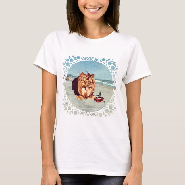 Camiseta Yorkshire Terrier en la Playa (Anverso)
