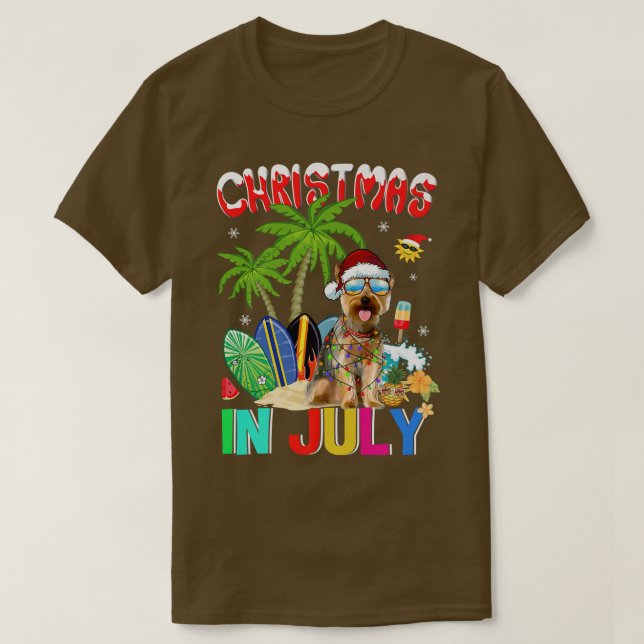 Camiseta Yorkshire Terrier en Santa Hat Gafas de sol Christ (Diseño del anverso)