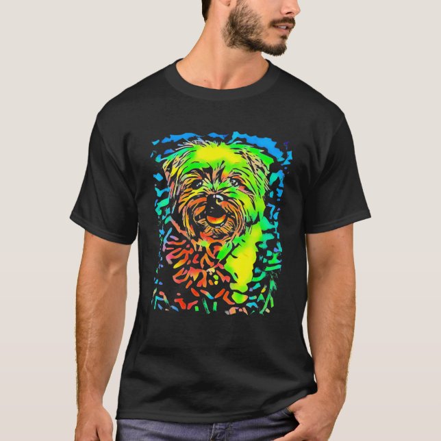 Camiseta Yorkshire Terrier Face Puppy Pop Art Dog (Anverso)