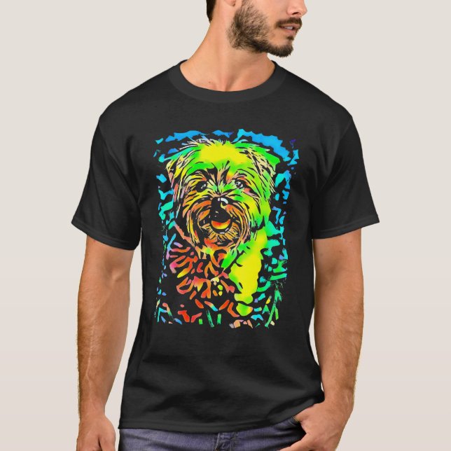 Camiseta Yorkshire Terrier Face Puppy Pop Art Dog (Anverso)
